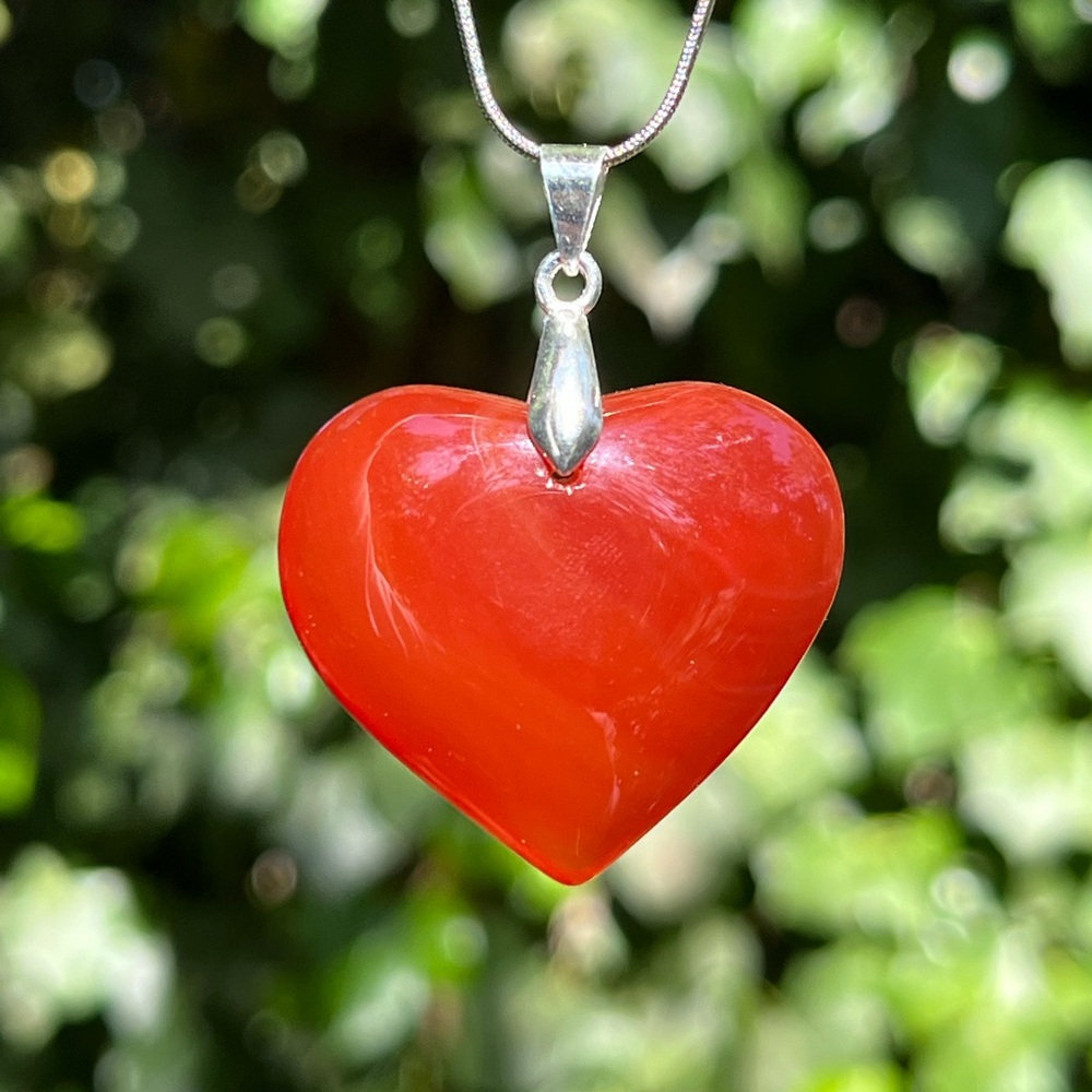 925‎ silver plated carnelian heart pendant 2015